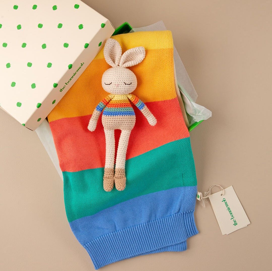 Bonnie Bunny Crochet Toy - Rainbow stripe - Stuffed Animals
