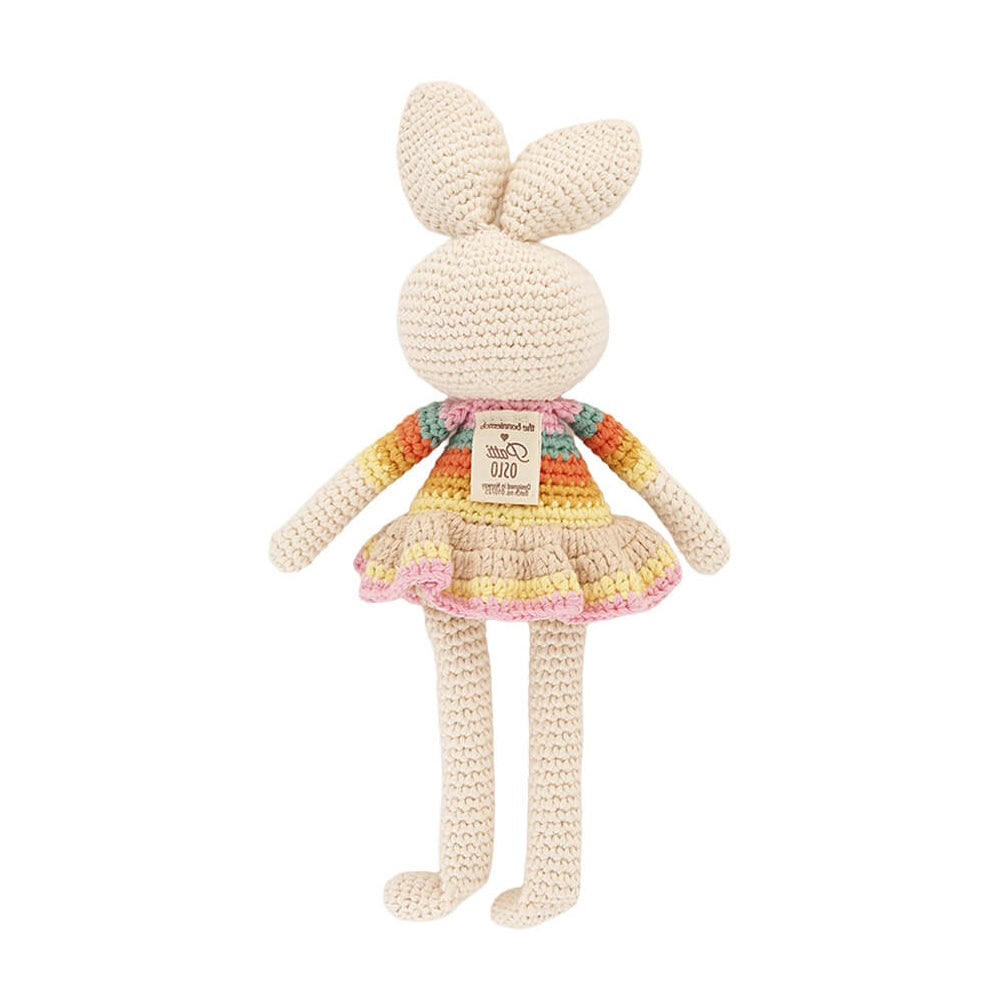 Bonnie Ballerina Bunny Crochet Toy- Pink rainbow - Stuffed Animals