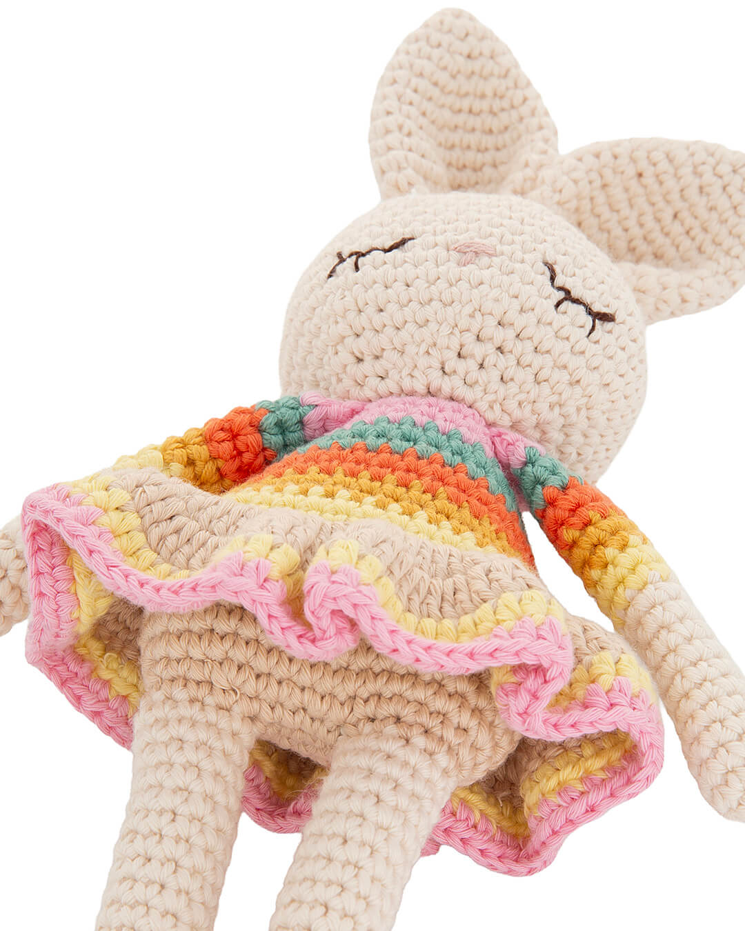 Bonnie Ballerina Bunny Crochet Toy- Pink rainbow - Stuffed Animals