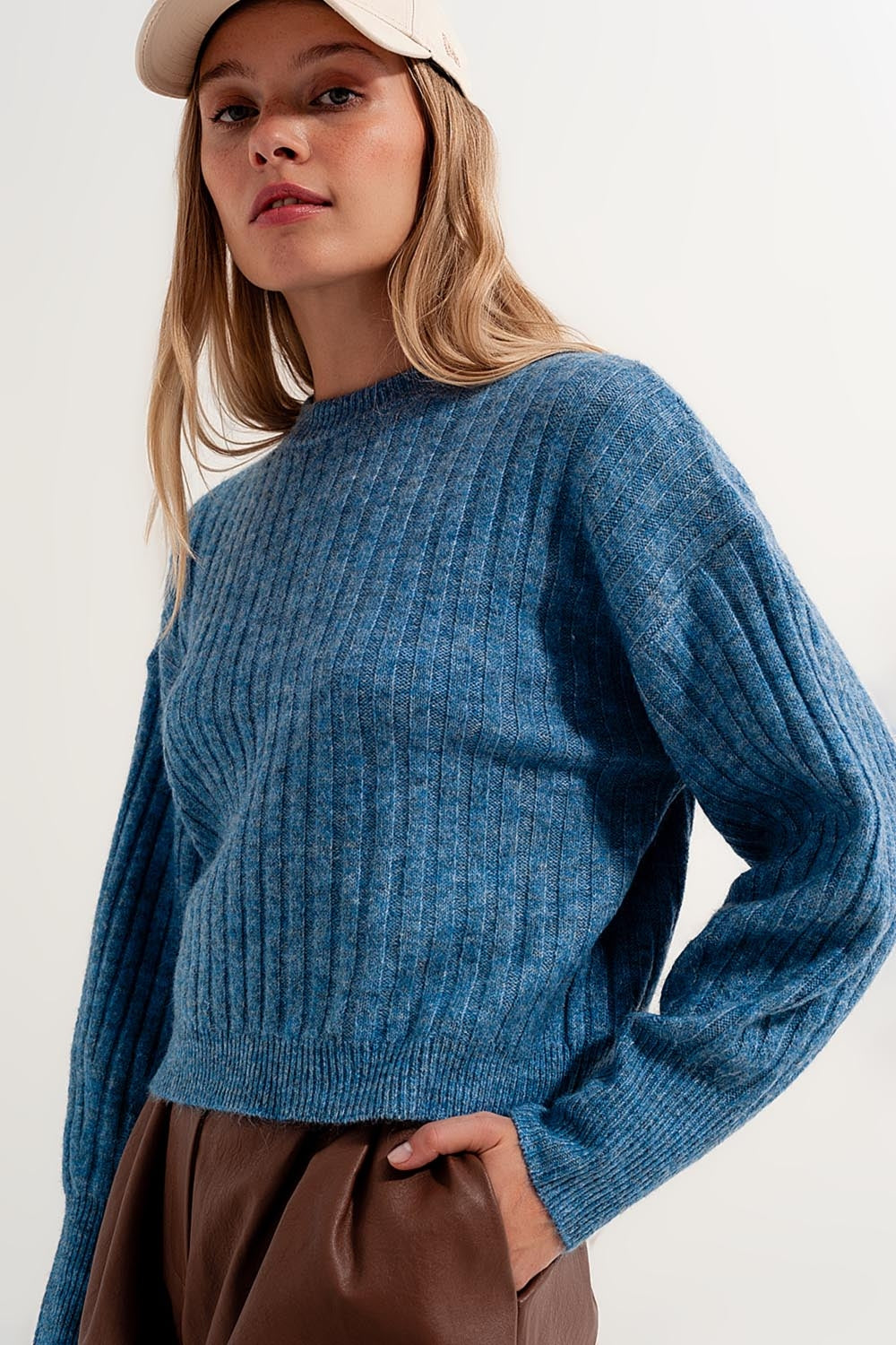 Boxy chunky stitch sweater in blue - Jumpers