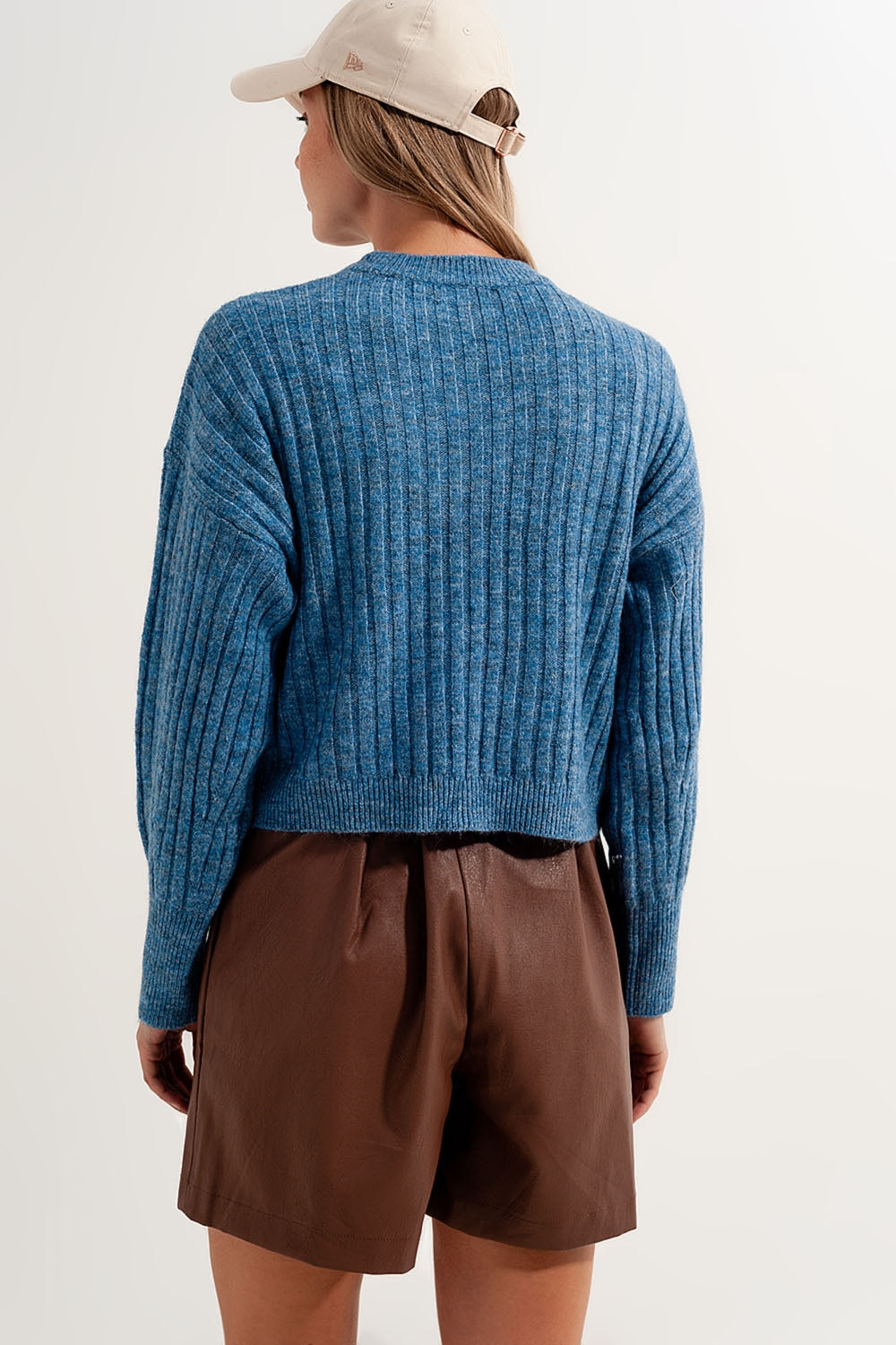 Boxy chunky stitch sweater in blue - Jumpers