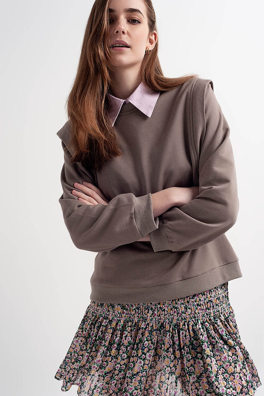 Boyfriend sweatshirt with shoulder details in gray - Sweaters