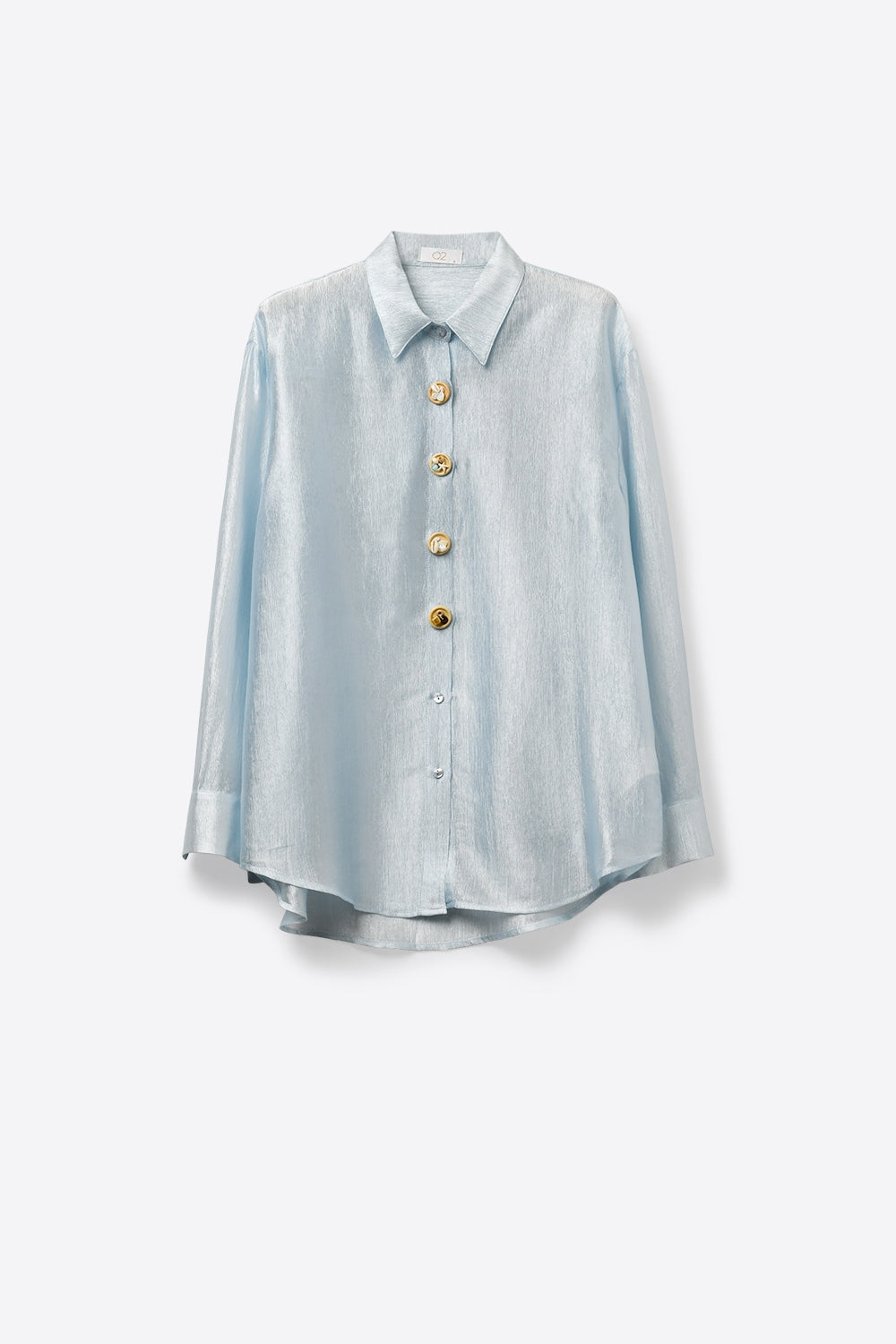 bright blue knit blouse with retro buttons - Shirts