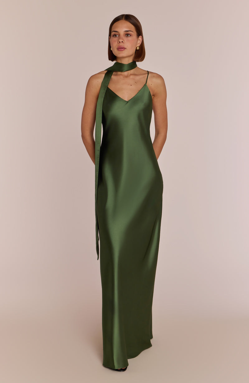 Brooklin Satin Green Evening Dress for Women - Dress