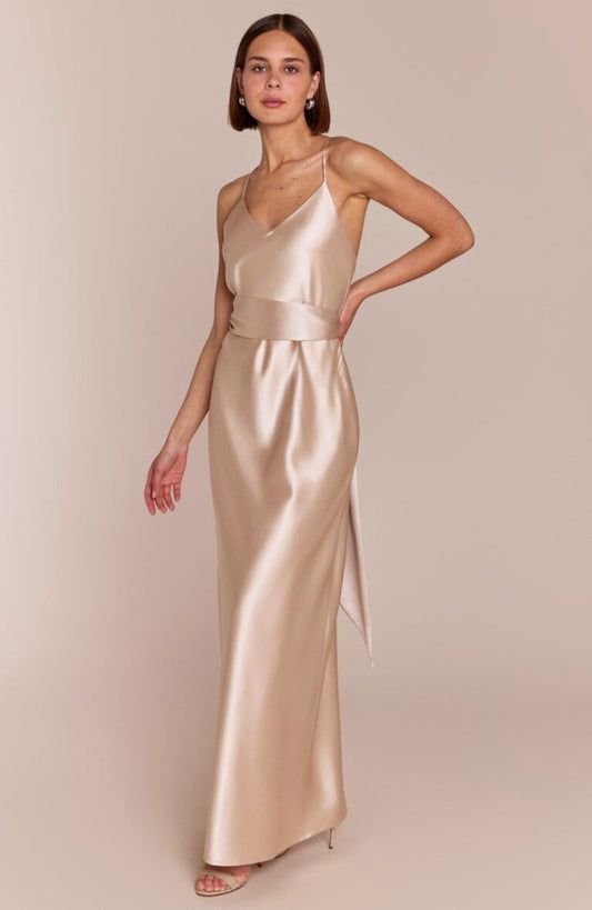 Brooklyn Dress in Champagne Satin - Dress