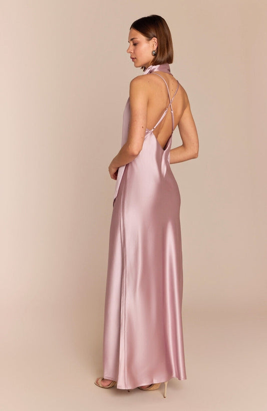 Brooklyn Dress in Rose Pink Satin - Dress