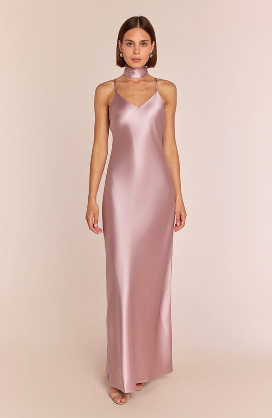 Brooklyn Dress in Rose Pink Satin - Dress