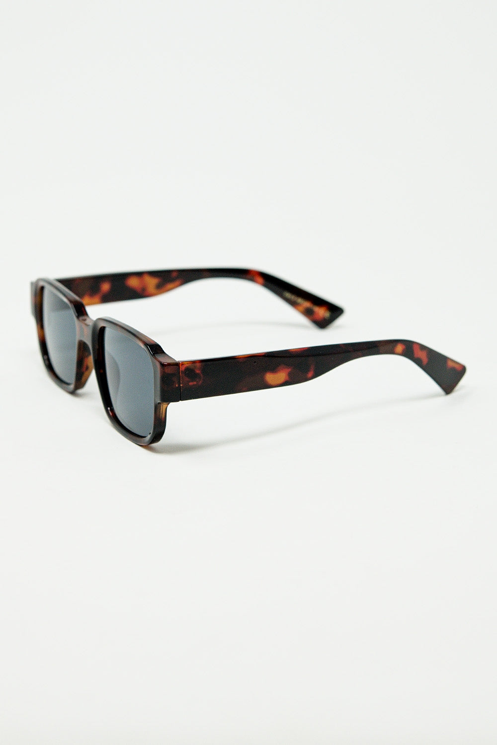 Brown Chunky Square Sunglasses In Crystal Grey - Sunglasses