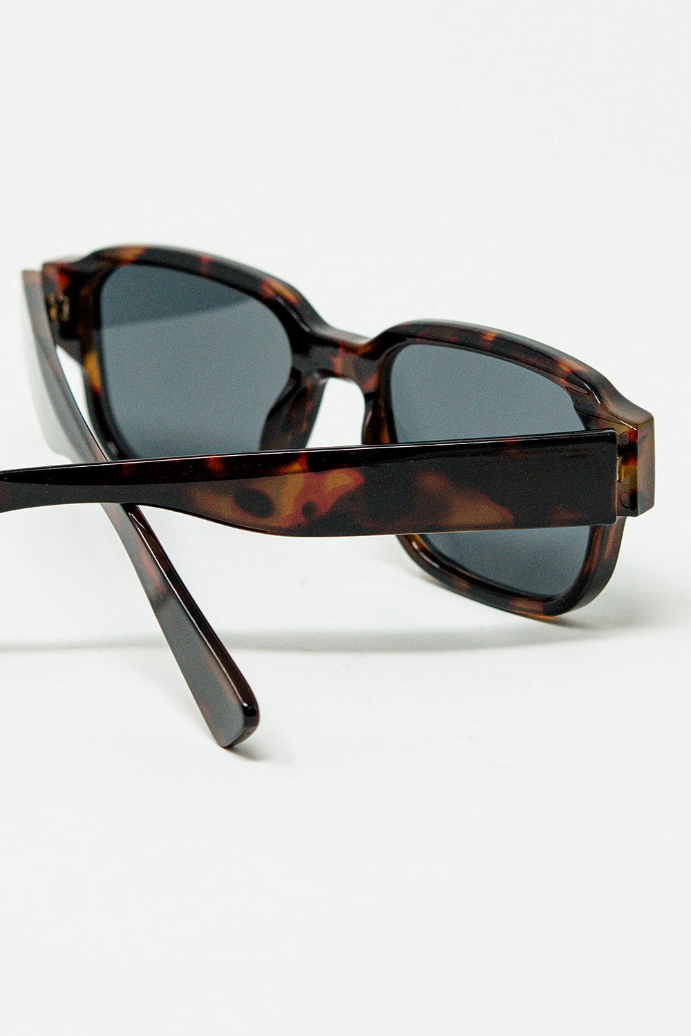 Brown Chunky Square Sunglasses In Crystal Grey - Sunglasses
