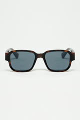 Brown Chunky Square Sunglasses In Crystal Grey
