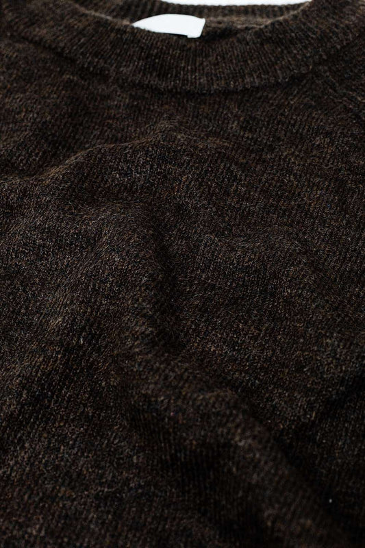 Brown crew neck sweater with seam detail on sleeve - Jumpers