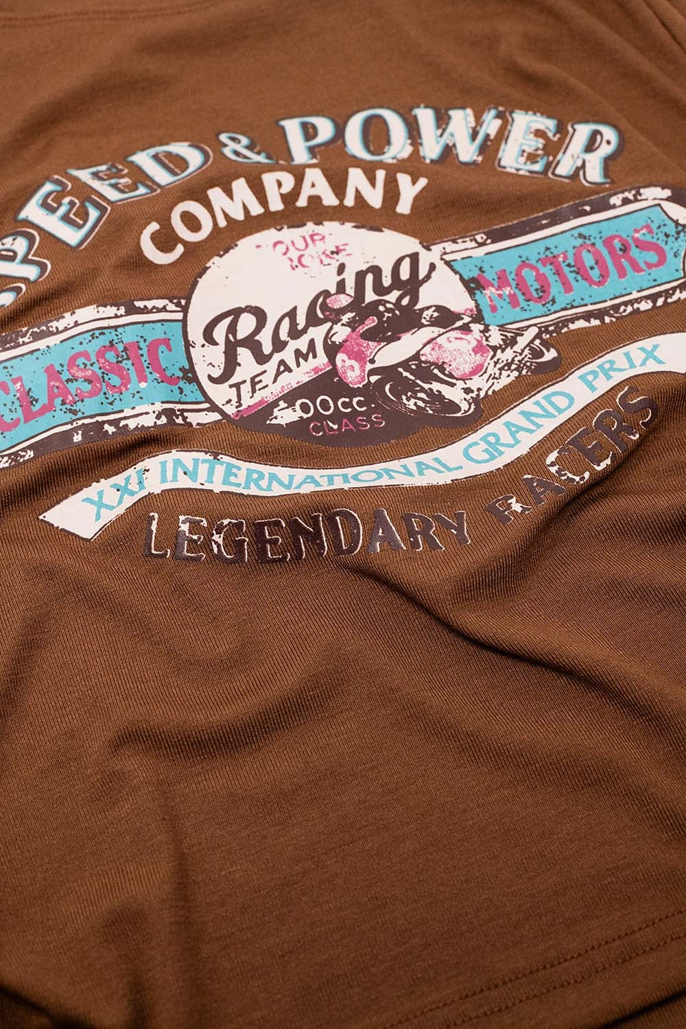 Brown Crew Neck T-shirt With Graphic Print - T-Shirts