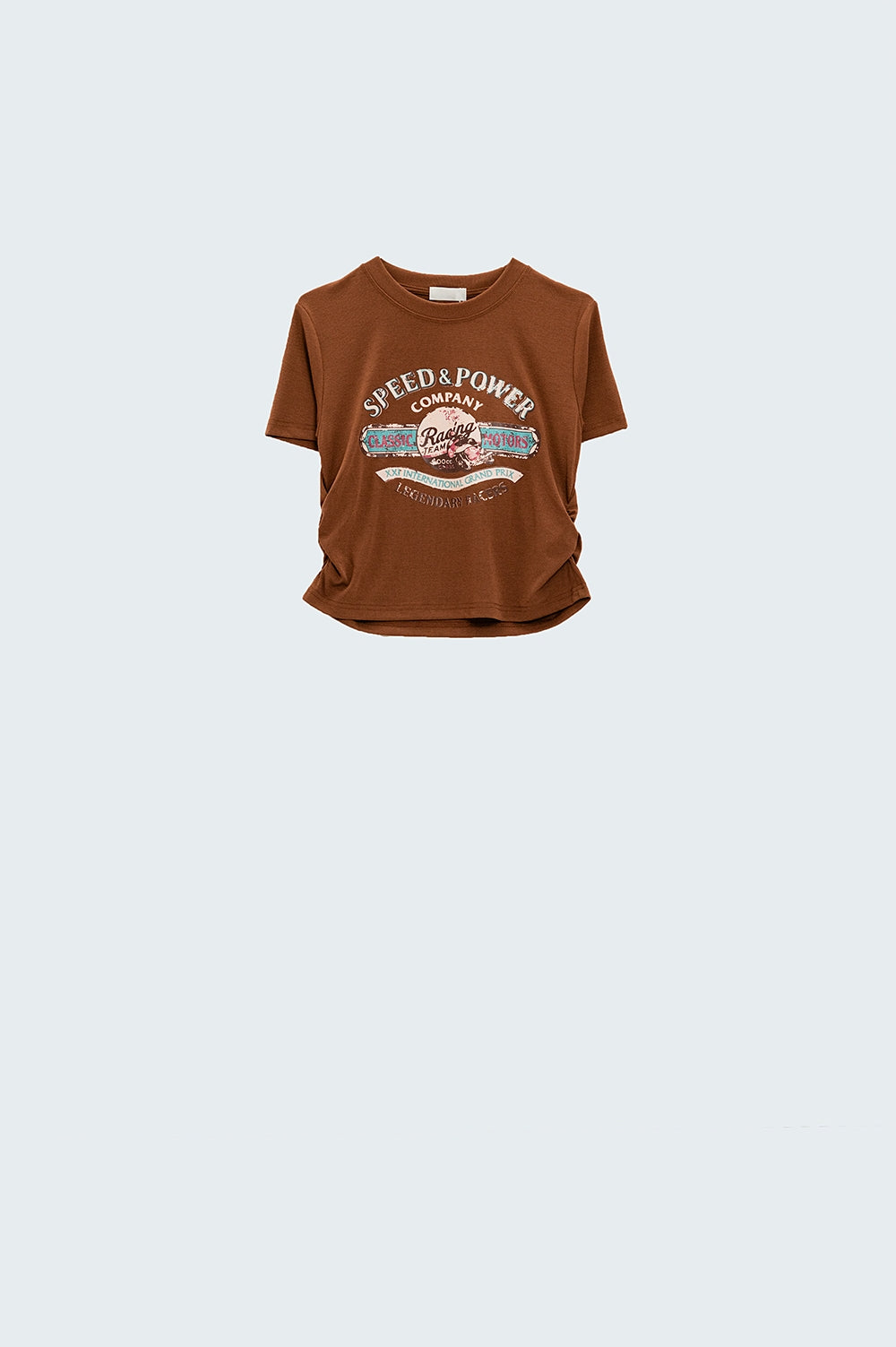 Brown Crew Neck T-shirt With Graphic Print - T-Shirts