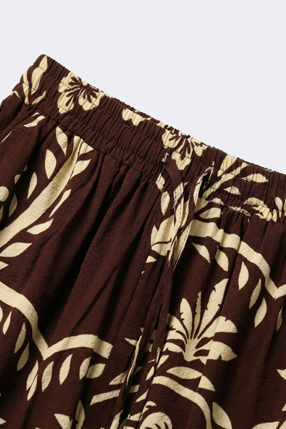 Brown Floral Print Wide Leg Palazzo Pants - Pants