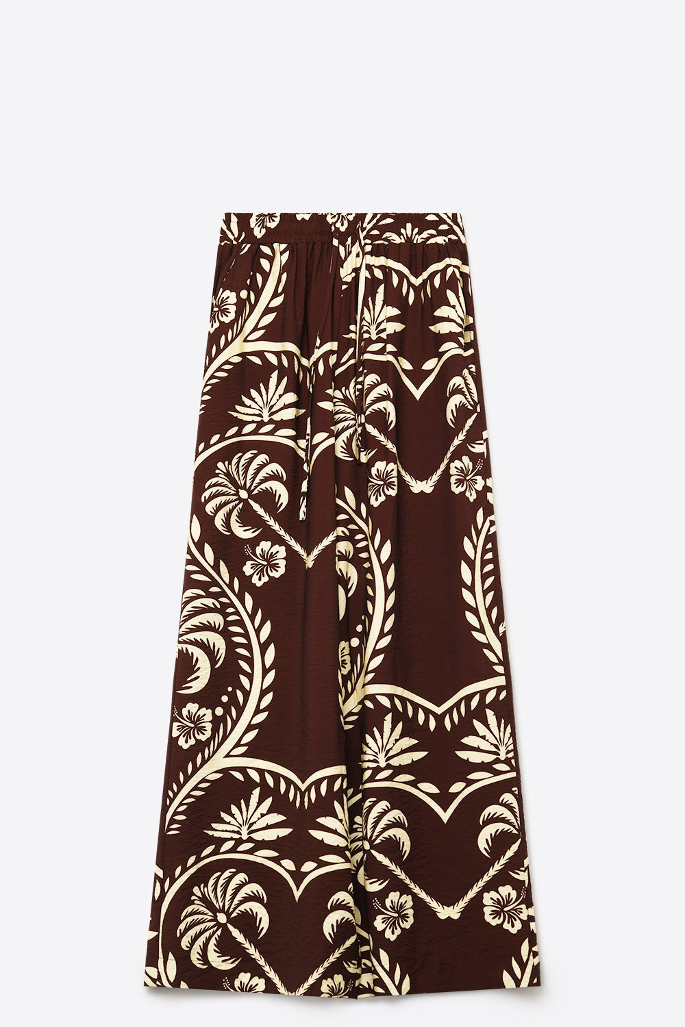 Brown Floral Print Wide Leg Palazzo Pants - Pants
