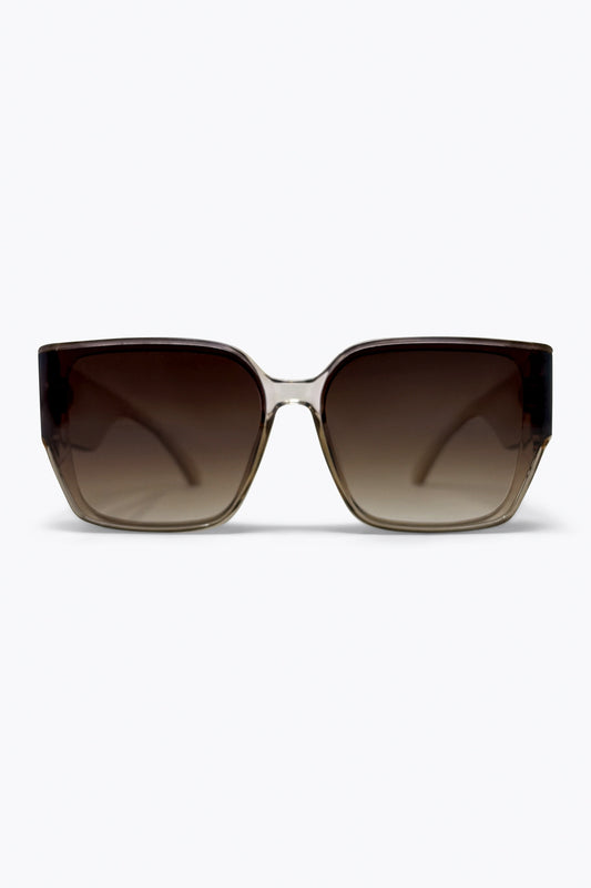 Brown Gradient Square Frame Oversized Acetate Sunglasses -