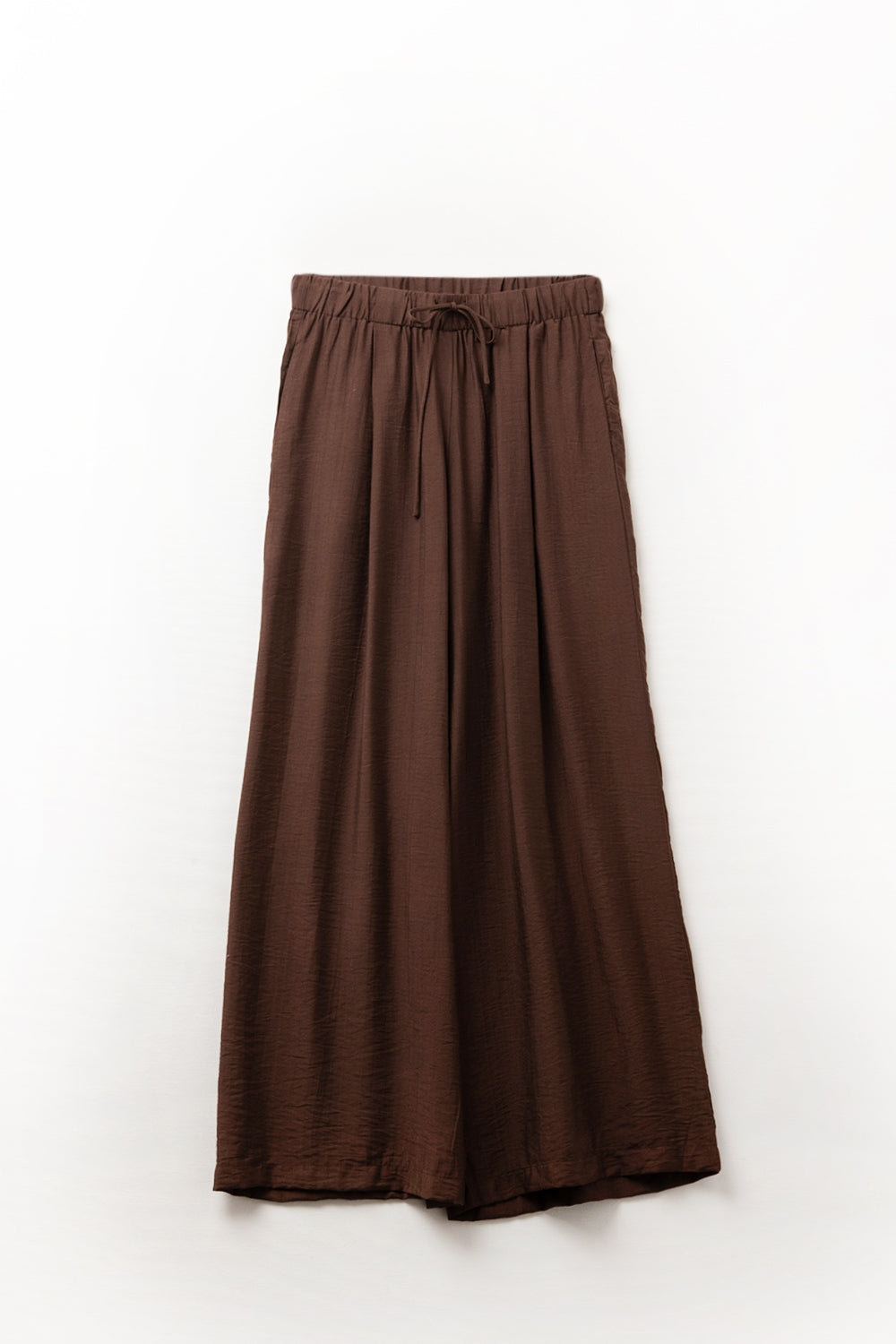 Brown pants with wide leg in light viscose fabric - Trousers