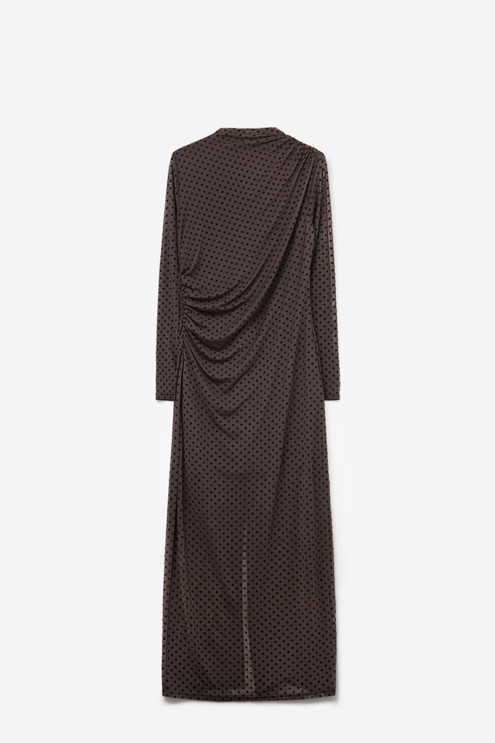 Brown Polka Dot Maxi Dress in sheer fabric - Dresses