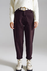Pantalon décontracté marron avec détail de poche à la taille