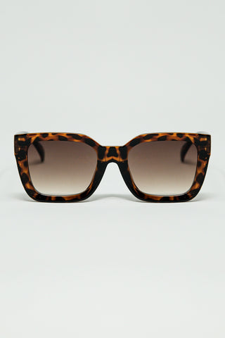 Brown Square sunglasses with animal print