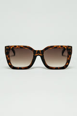 Brown Square sunglasses with animal print