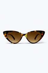 Brown Tortoiseshell Cat Eye Acetate Frame Slim Sunglasses