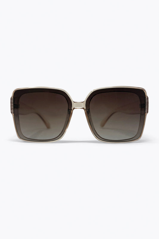 Brown Transparent Frame Gradient Lens Oversize Square Sunglasses -
