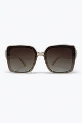 Brown Transparent Frame Gradient Lens Oversize Square Sunglasses