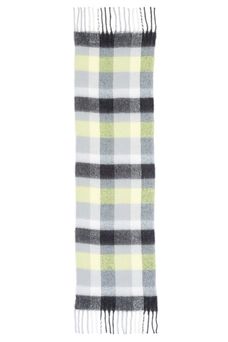 Brushed fringed scarf in grey check - Scarves