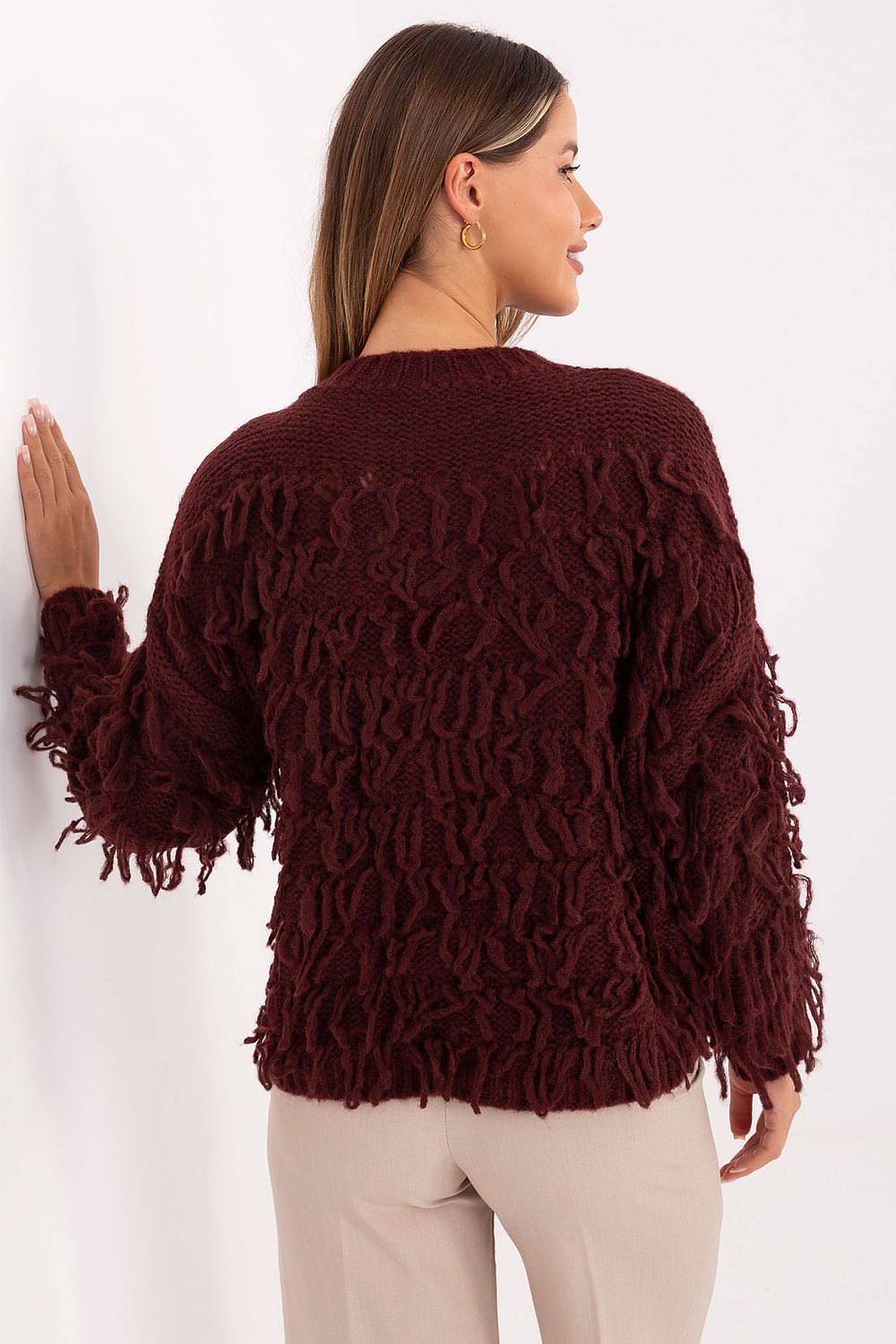 Jumper Rue Paris Burgundy Textured Knit - Sweaters