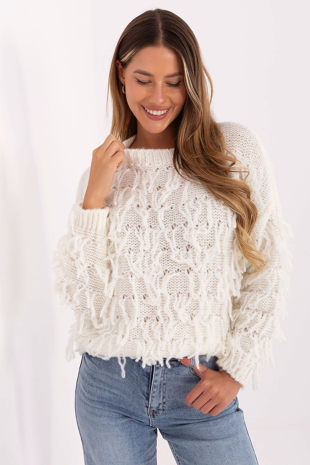 Jumper Rue Paris Burgundy Textured Knit beige one-size-fits-all - Sweaters