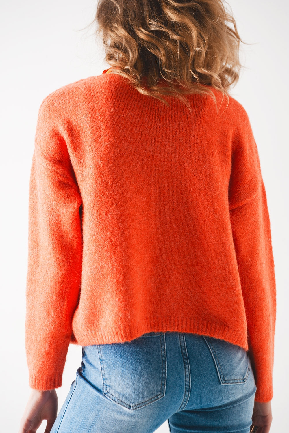 Button down cardigan in orange - Cardigans