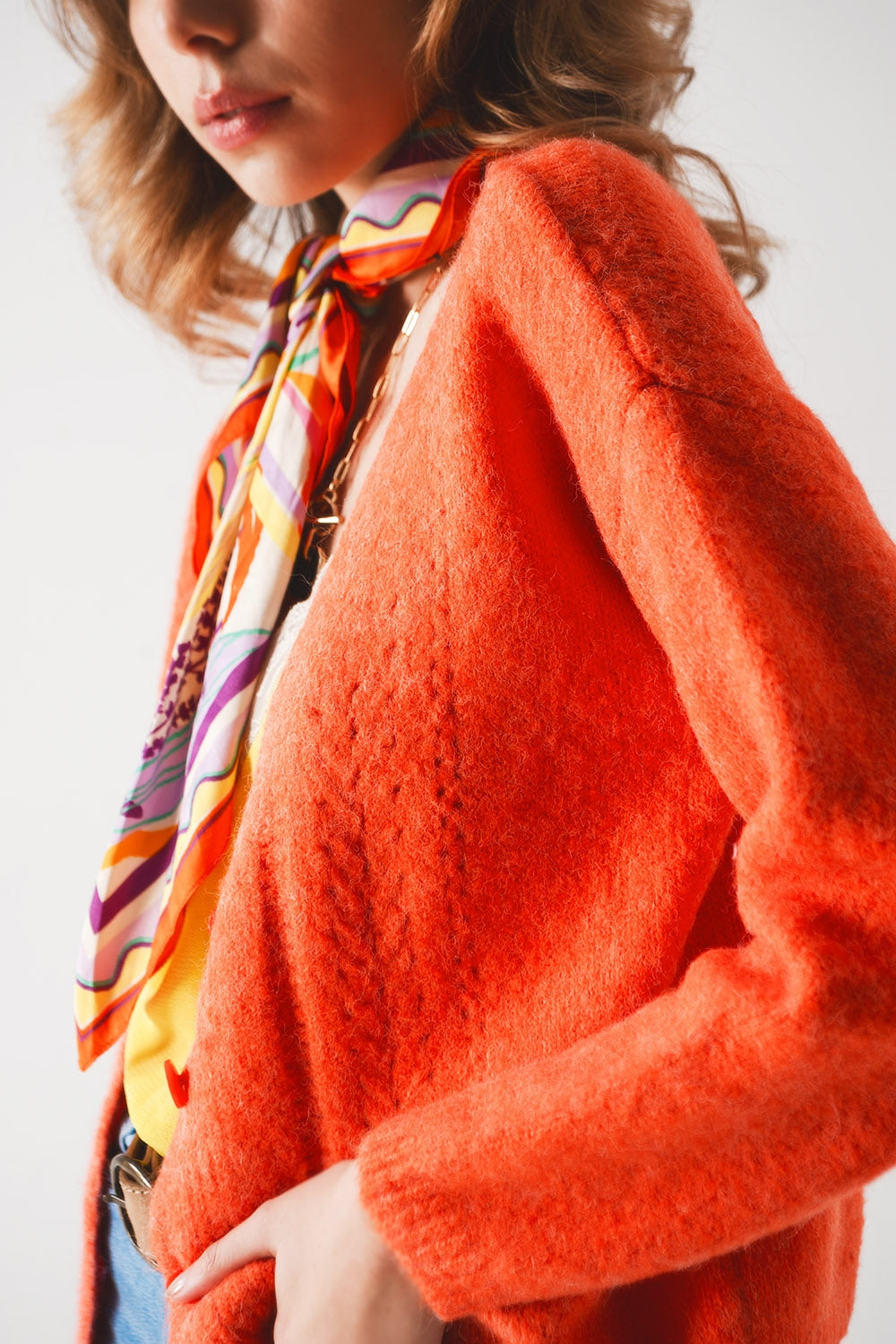 Button down cardigan in orange - Cardigans