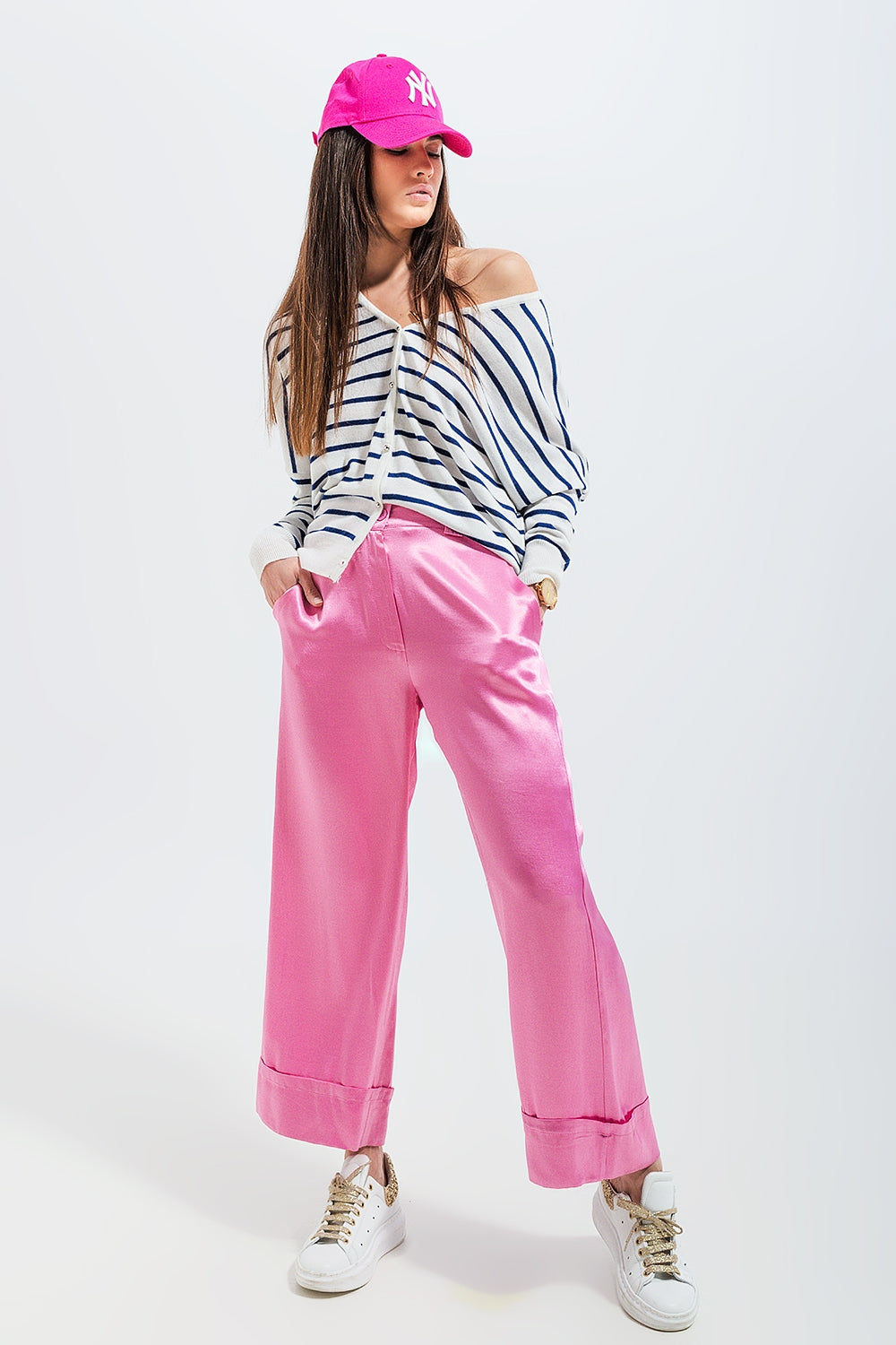 Button down cream cardigan top in stripe - Cardigans