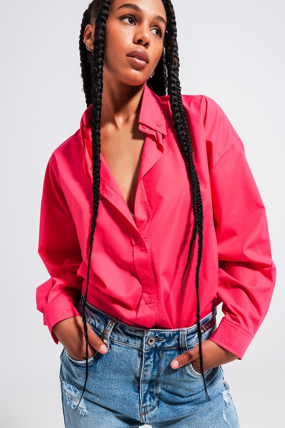 Button front shirt in Fuchsia - Shirts