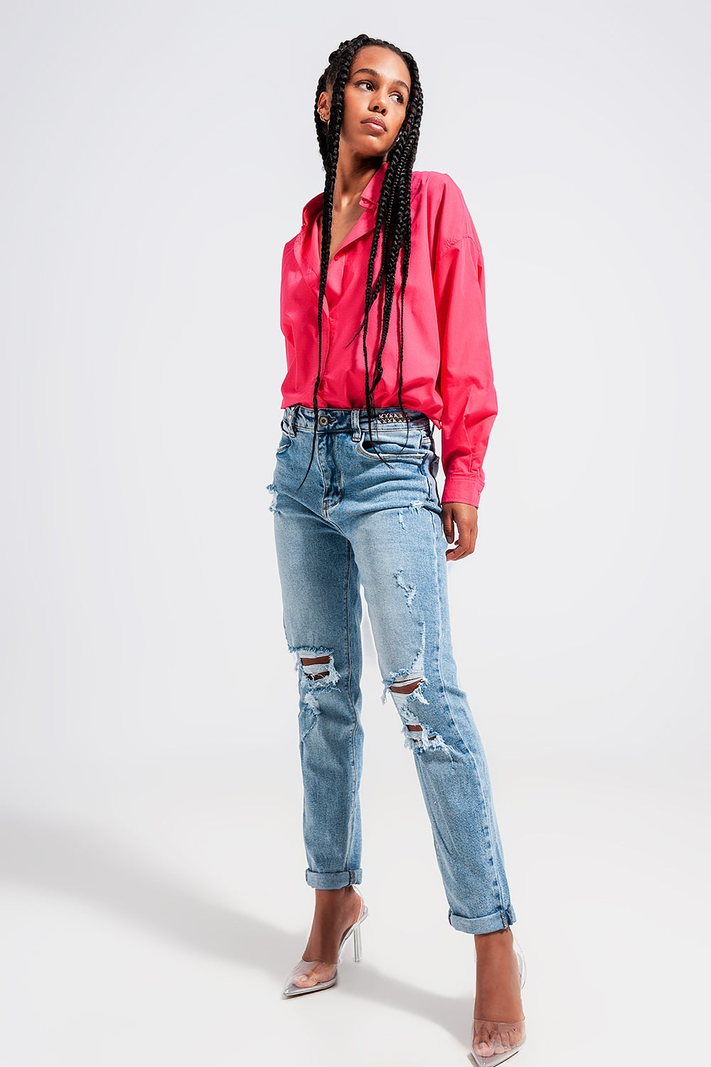 Button front shirt in Fuchsia - Shirts