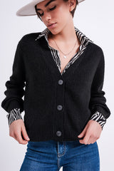 Cardigan com botões em preto