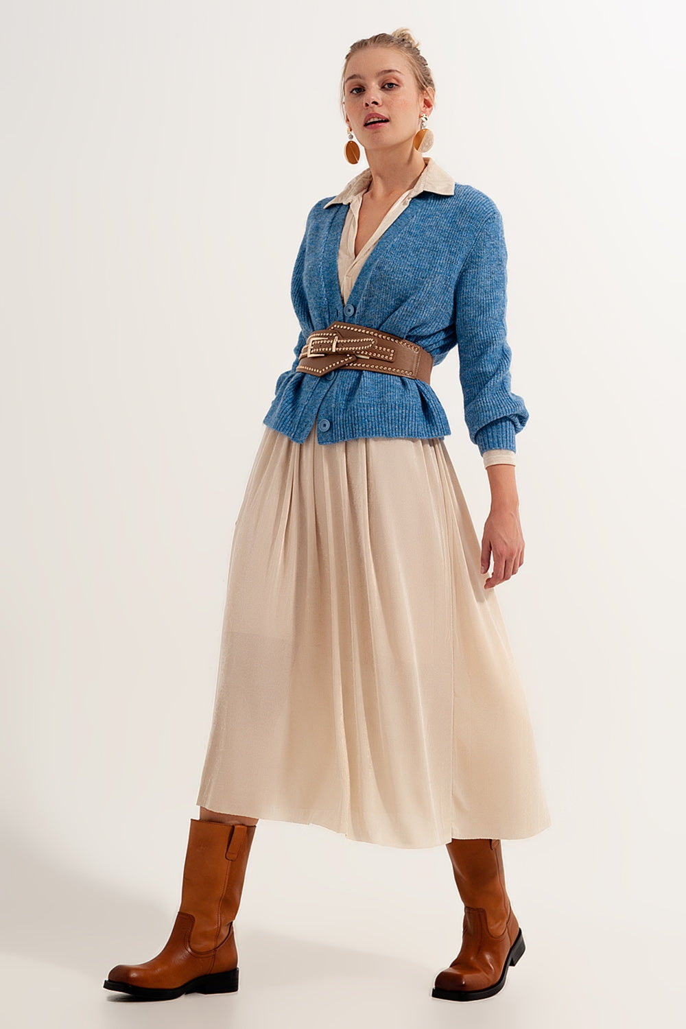 Button Through Cardigan in Blue - Cardigans
