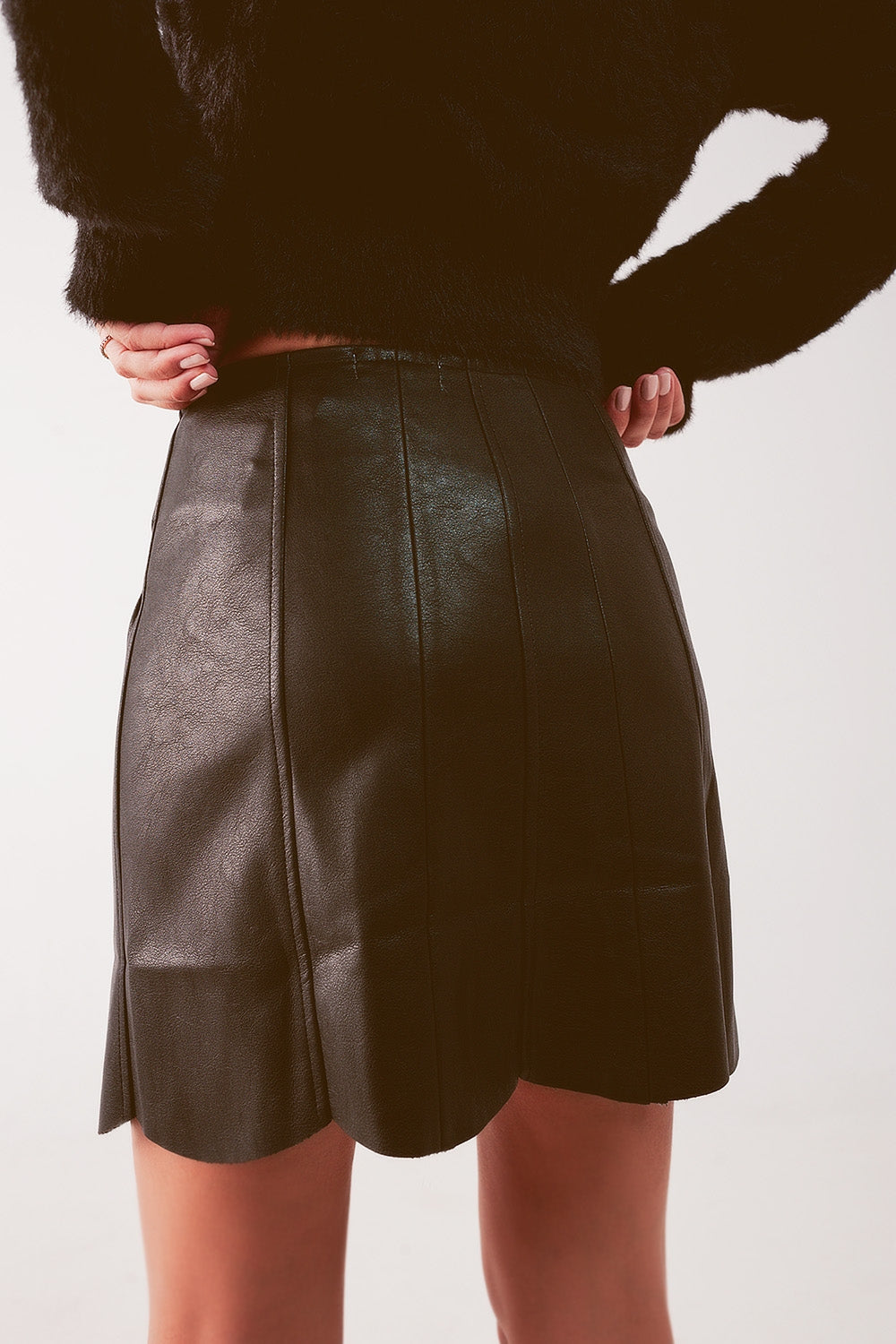Button through mini skirt in black - Skirts