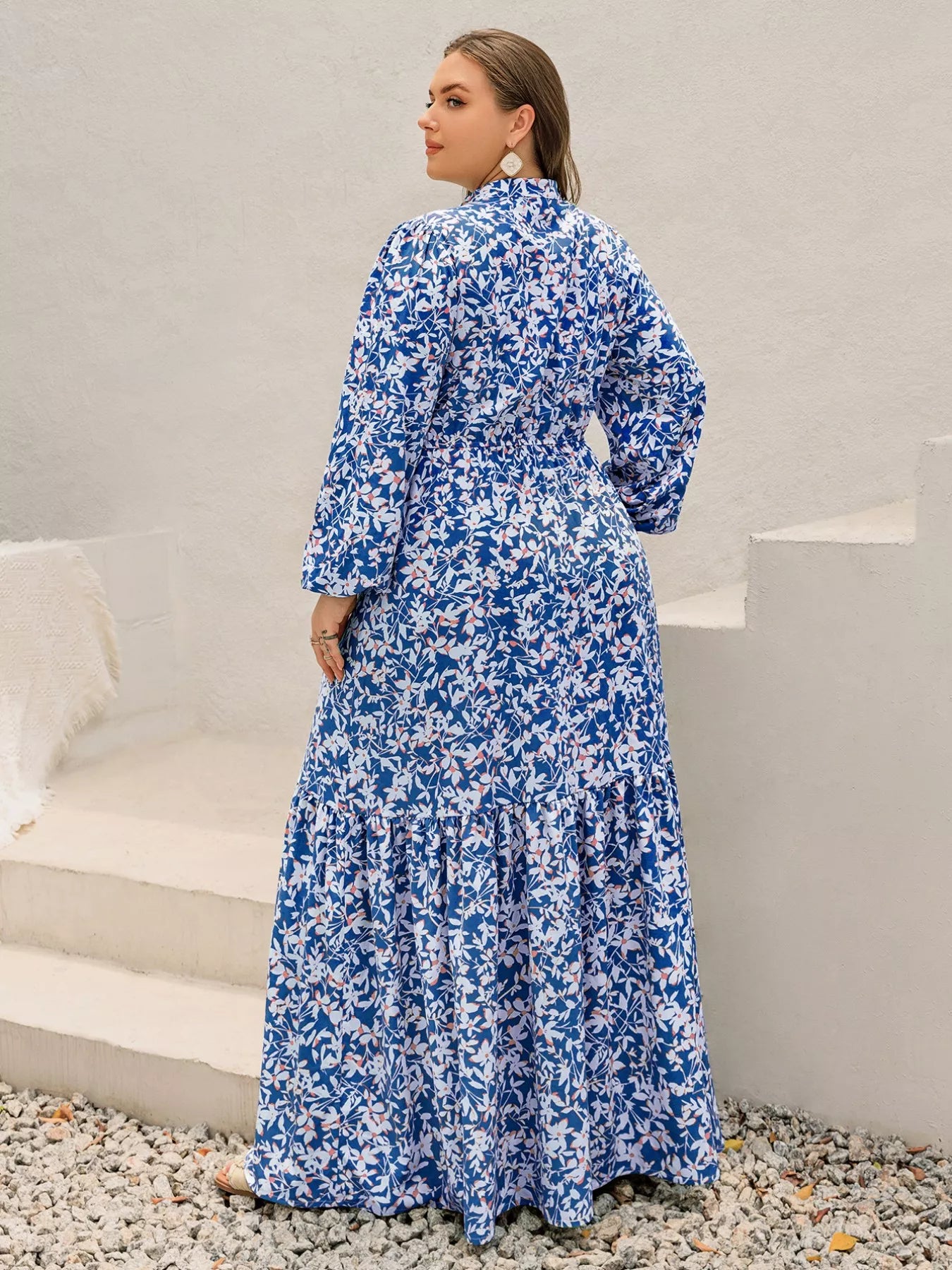 Plus Size Floral Print Bohemian Maxi Dress -