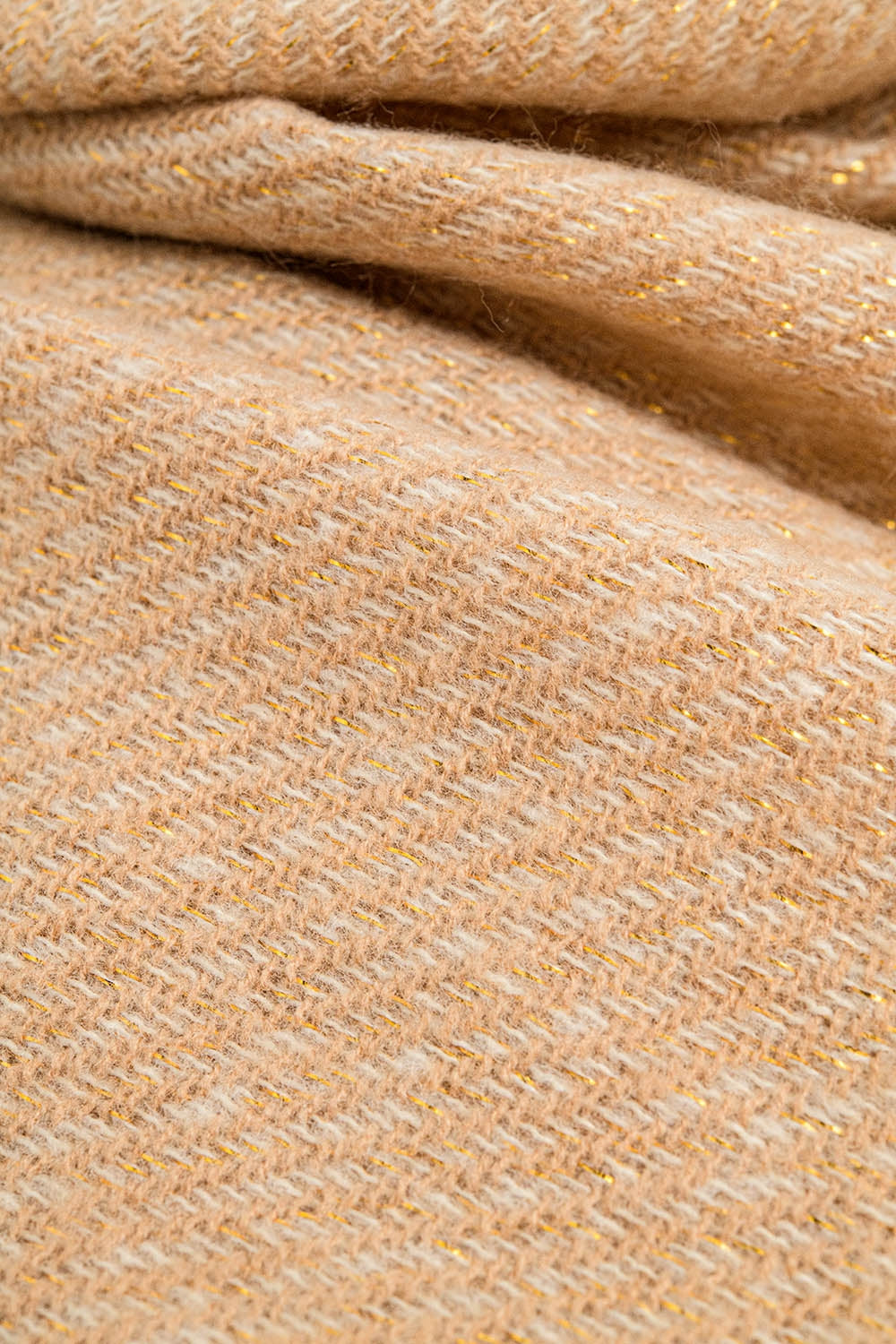 Camel-colored scarf with gold thread detail - Scarves