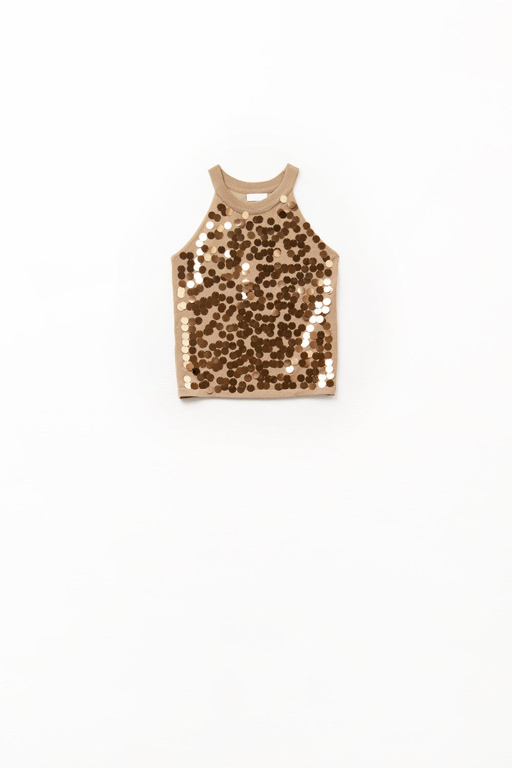 Camel knit top with sequin detail - Tops