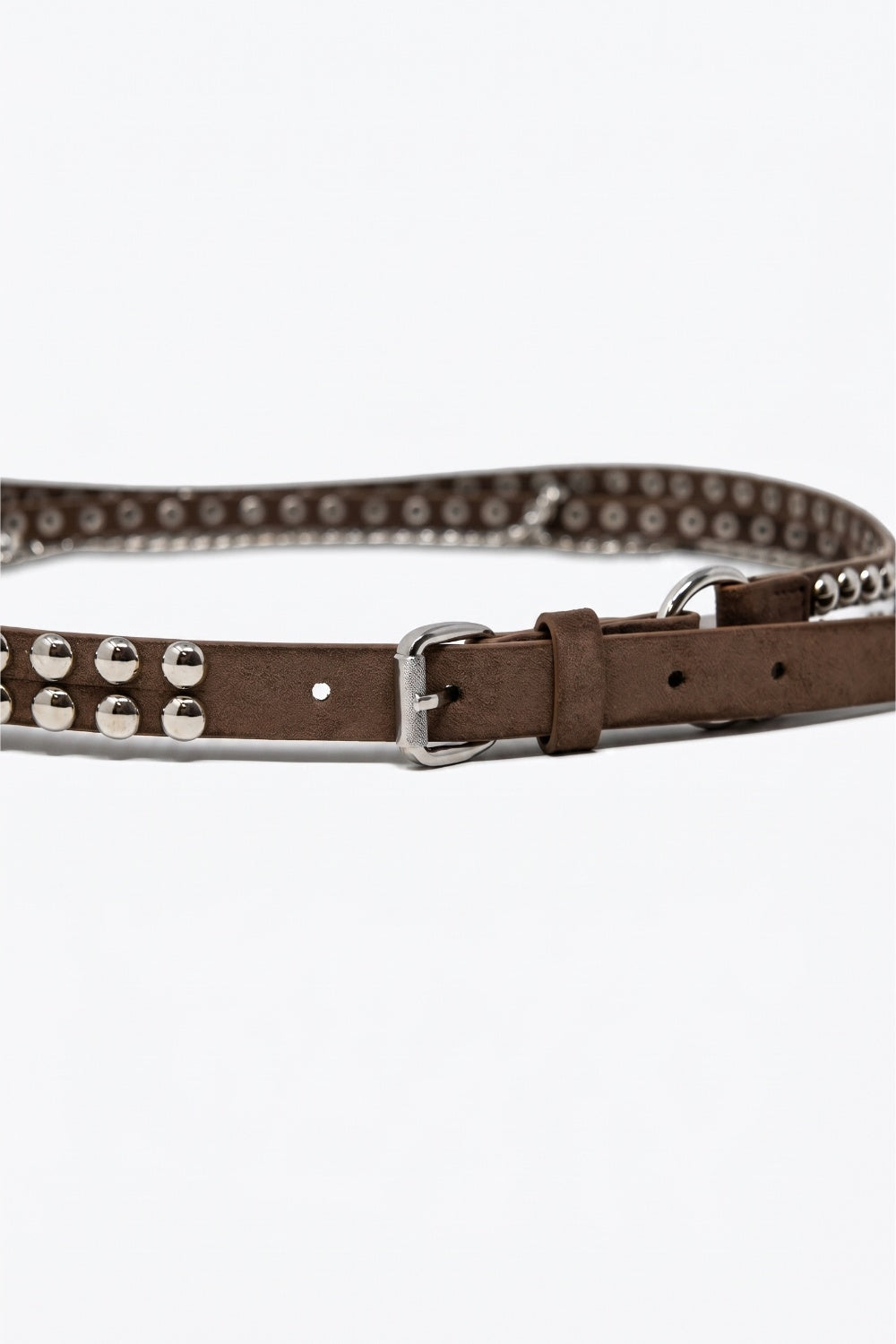 Camel Studded Belt with Hanging Chains