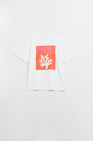 Capri La Dolce Vita White T-shirt With Graphic Print