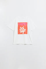 Capri La Dolce Vita White T-shirt With Graphic Print