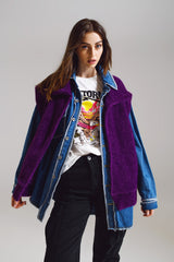 Gilet ouvert à chevrons avec col style châle en violet