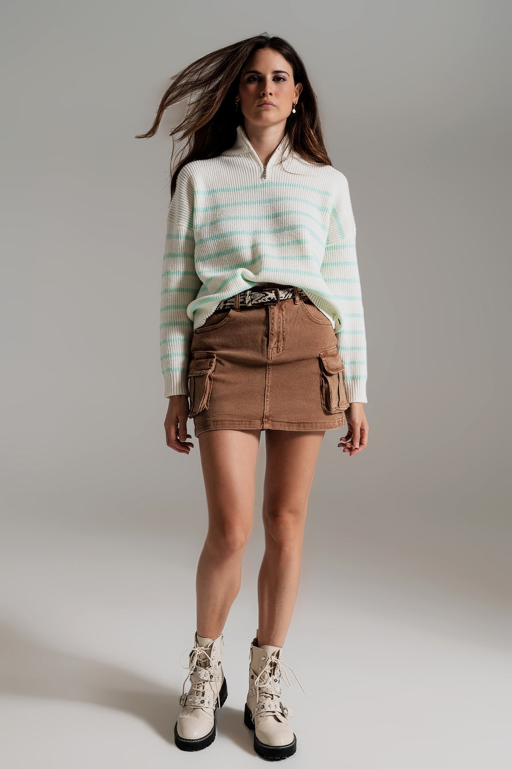 Cargo Mini Skirt in Camel - Skirts