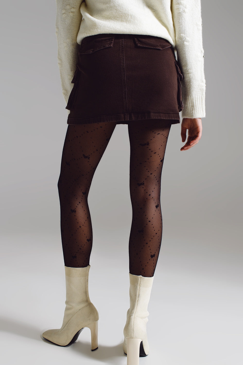 Cargo Mini Skirt in Dark Brown - Skirts