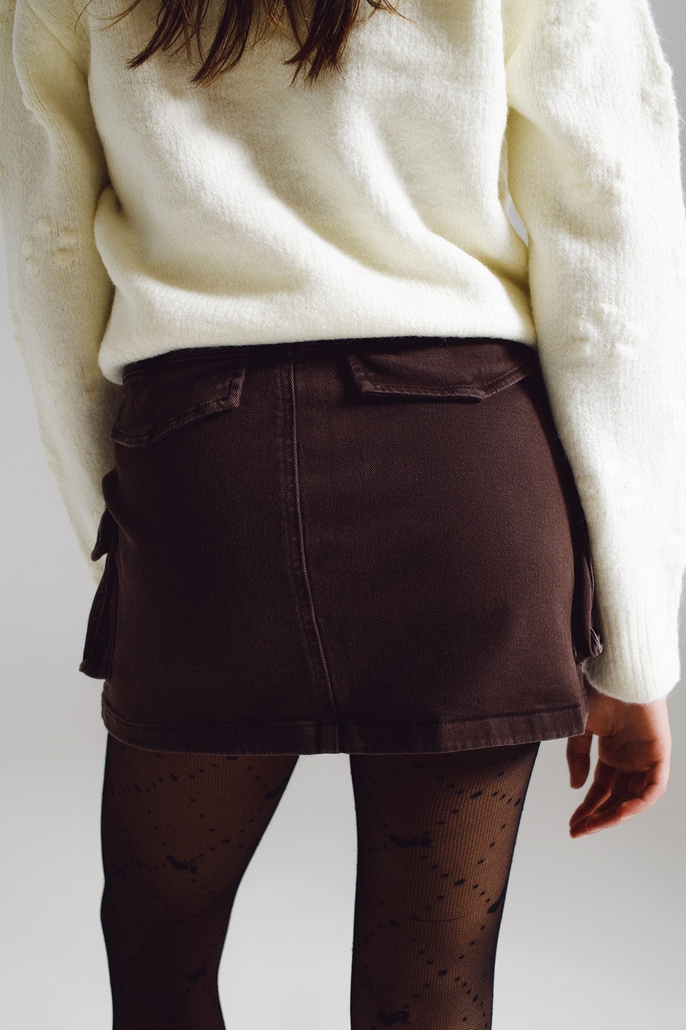 Cargo Mini Skirt in Dark Brown - Skirts