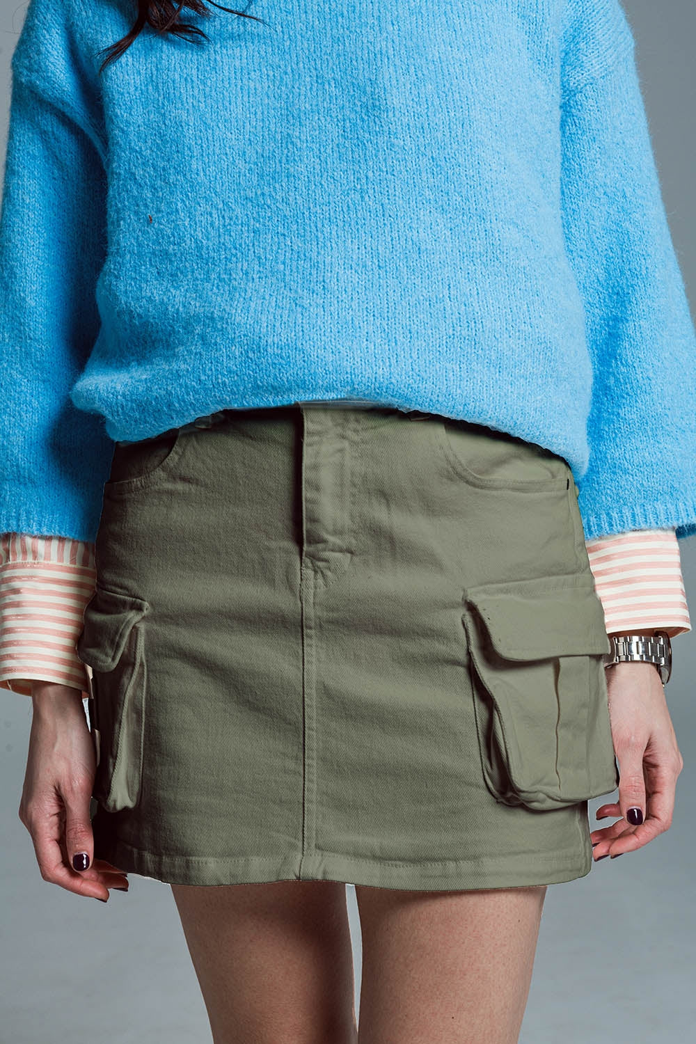 Cargo mini skirt in khaki - Skirts
